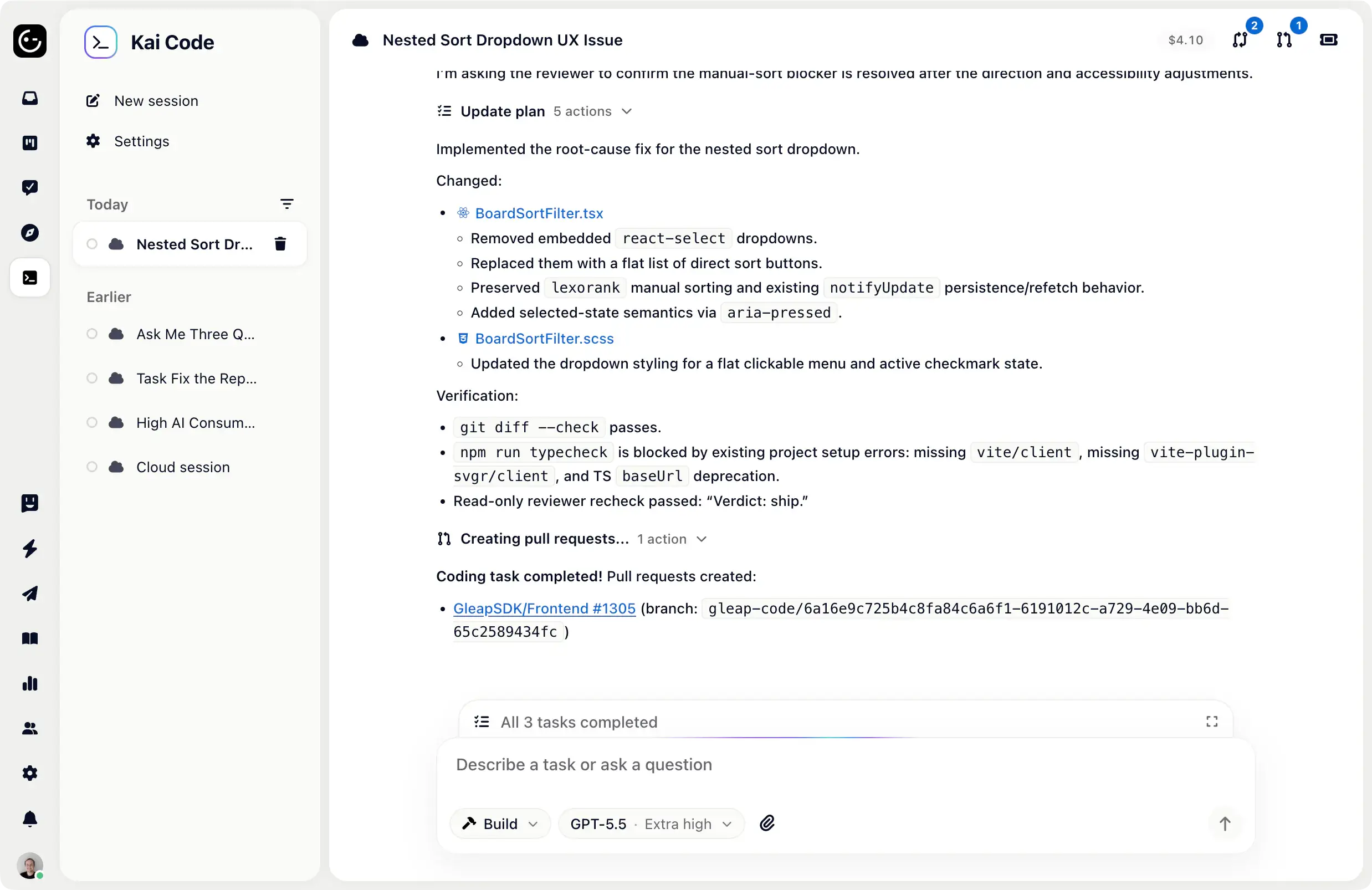 Kai Code opening a pull request from a confirmed issue.