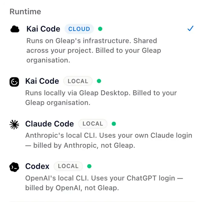 A Kai Code task moving from plan mode to build mode before opening a pull request.