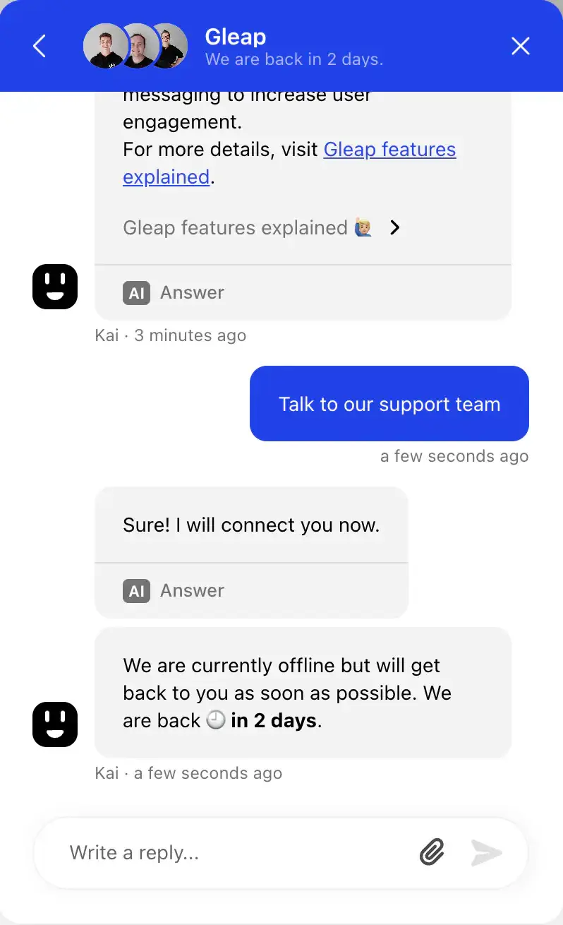 A custom billing-lookup agent surfaced in the Kai Copilot panel during a support conversation.