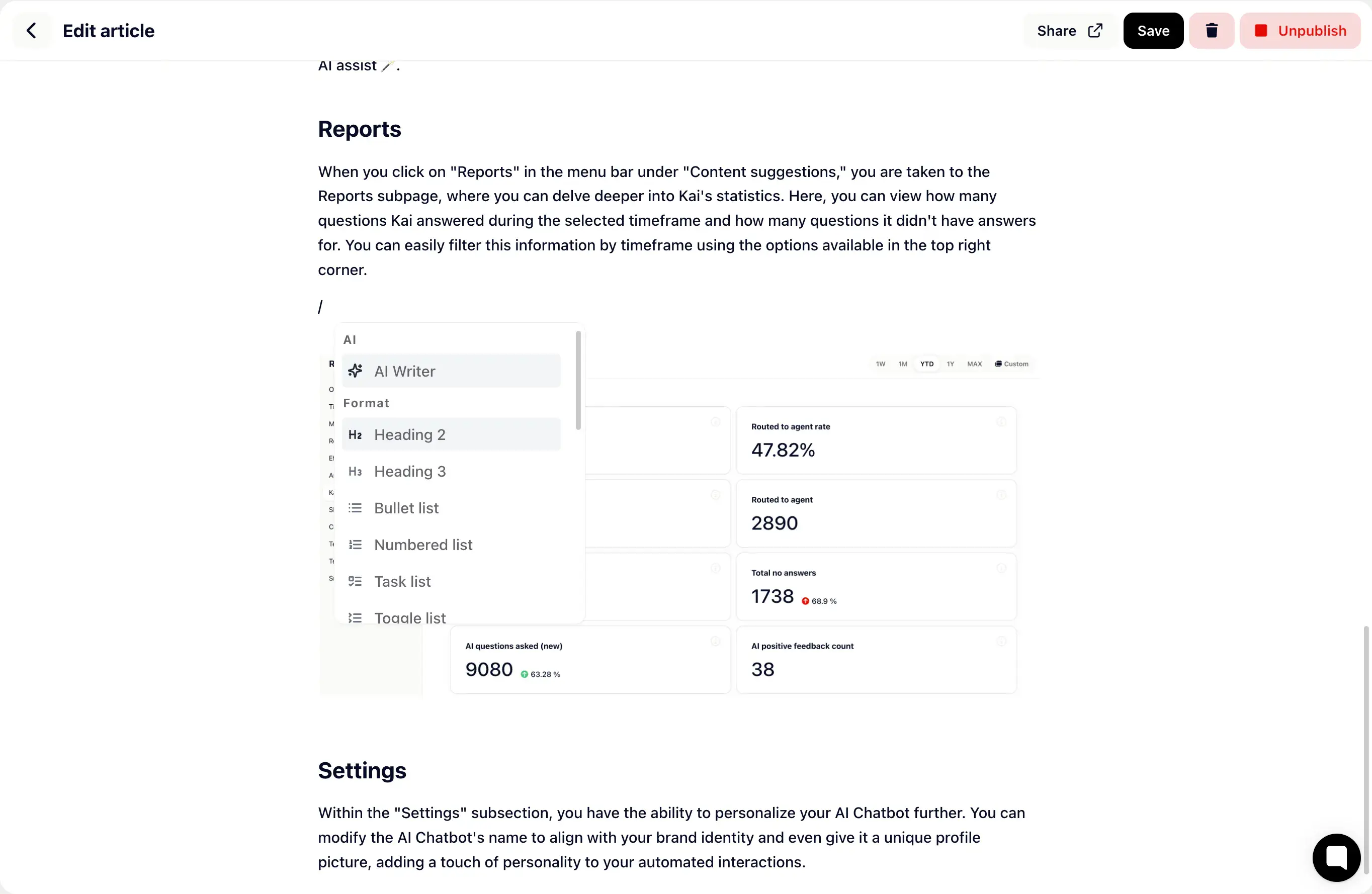 A Gleap changelog editor for publishing product updates.