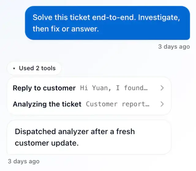 Gleap handing a conversation off from the Kai AI agent to a human support agent with full context.